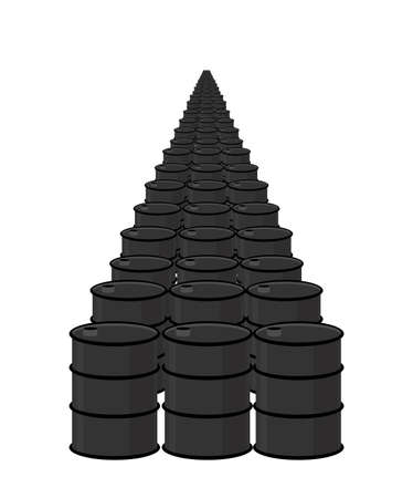 Oil in barrel. Many black fuel. Arab oil reserves are endless.のイラスト素材