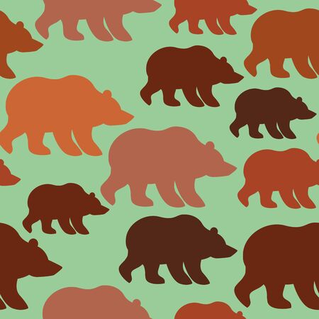 Brown bear seamless pattern. Background of wild animal Alaska. Siberian mammals. Fabric ornamentのイラスト素材