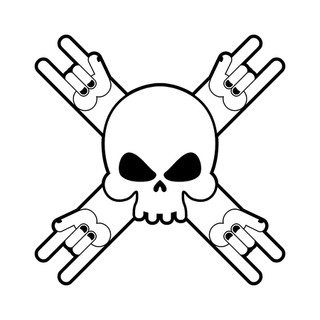 Skull with hands rock sign. のイラスト素材