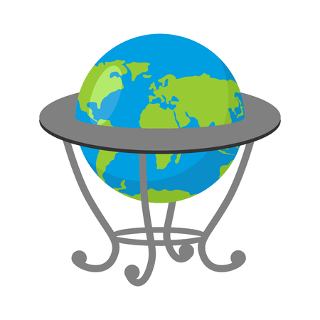Globe on stand. Model of  Earth. School geographical Atlasのイラスト素材