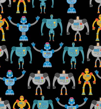 Robots seamless pattern. Cosmic cyborgs seamless pattern. Texture for baby tissue.のイラスト素材