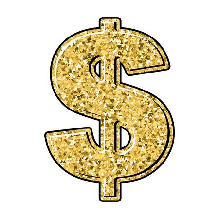 Gold dollar. Currency sign of precious metal. American national money.のイラスト素材