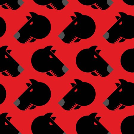 Angry dog seamless pattern. Background of aggressive animal with red eyes. Terrible texture pet.のイラスト素材
