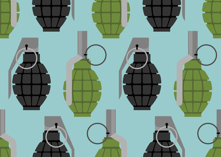 Hand grenade seamless pattern. Military munition texture. Accessory war.のイラスト素材