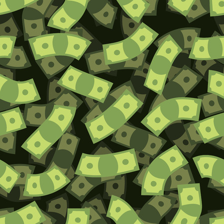 Money seamless pattern. Cash background. Money Rain. Flying dollars. 3D texture of cash. Financial Repeating Ornament.のイラスト素材