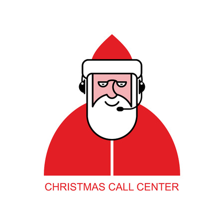 Santa Claus call Center. Santa responds to phone calls. Customer service from back support. Christmas call center.のイラスト素材