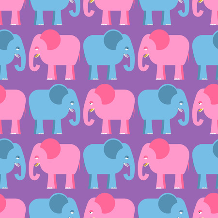 Elephants seamless pattern. Blue and pink animals of  jungle. Cute African beasts texture for childrens fabric.のイラスト素材