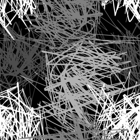 Abstract doodles line curves seamless pattern. Retro fabric ornament.のイラスト素材