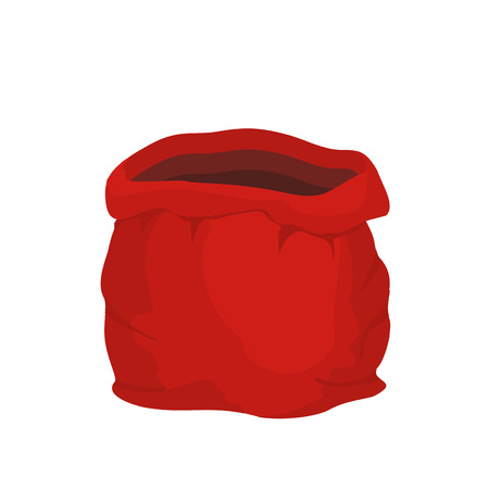 Open empty Santa sack. Red big bag for gifts. Christmas and new year holiday bagのイラスト素材