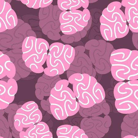 Brain 3d background. Human Brain seamless pattern. Frisky brain tester. Human brains is repeating ornament.のイラスト素材