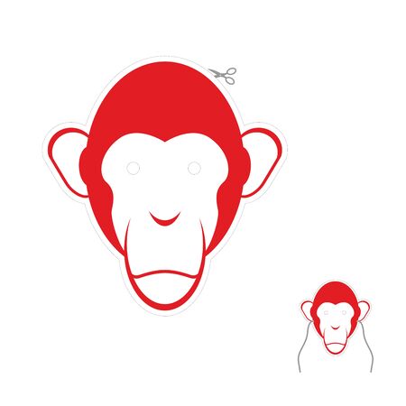 Festive red monkey mask. Symbol of new year.のイラスト素材