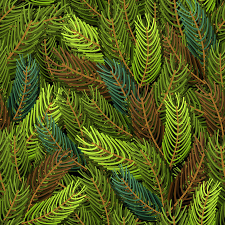 Seamless spruce pattern. Military background. Army structure from spruce branches. Protective clothing ornament soldiers from trees. Many Fir branches.のイラスト素材