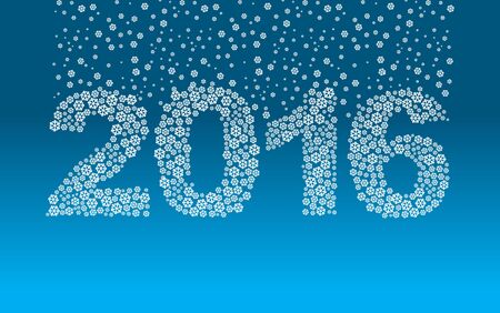 2016 snowflakes. Snow falls on the figures. New year illustration. Rooms from snow.のイラスト素材