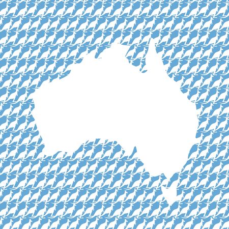 Australia Map. Many kangaroos. Wild animal of Australia. Continent country.のイラスト素材
