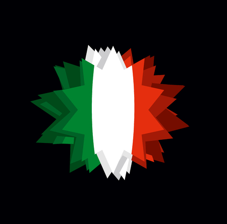 Flag Italy Pointed star. Abstract flag of Italian State. Barb on black background. crystal Italyのイラスト素材