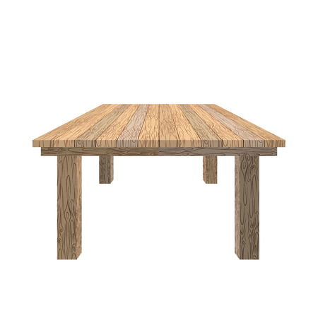 Wooden table. Tabletop wood texture. Old desk on white background. Piece of furniture from wood of Linden.のイラスト素材