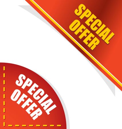 Special offer. Template for your design. Angle red and gold letters. Design element for presentation and Lee.のイラスト素材