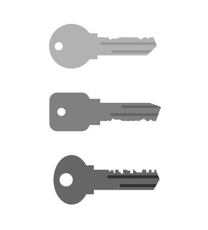Housing key set. Simple key from  keyhole in door of house and apartment.のイラスト素材