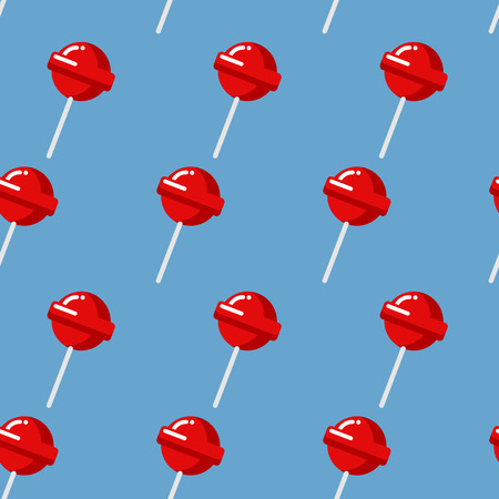 Lollipop seamless pattern. Red sweet candy texture. Strawberry sweets taste repeating background. Cute ornament for kids fabrics.のイラスト素材