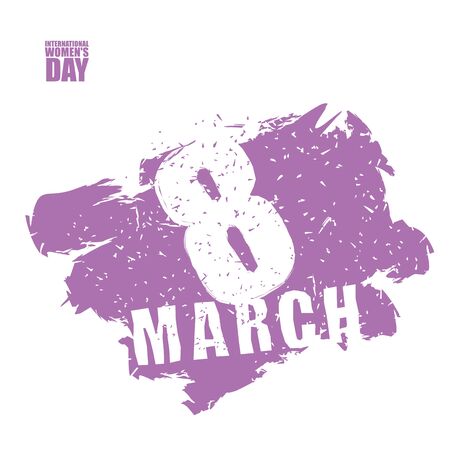 8 March. Sign in grunge style. Smear brush. International womens day.のイラスト素材