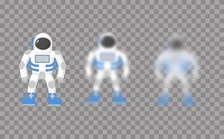 Astronaut. Space traveler. Astronaut with varying degrees of blur. Astronaut effect blurのイラスト素材