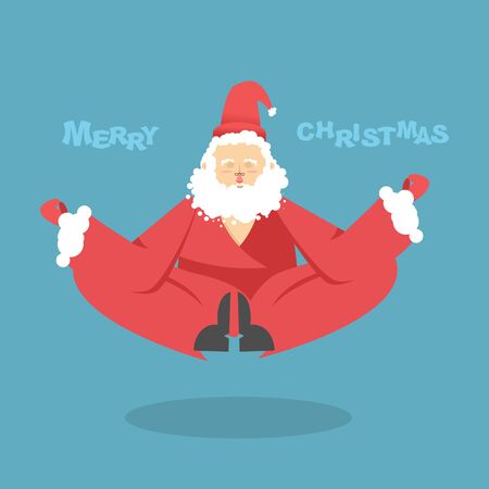 Santa Claus yoga. Christmas yoga. Santa Claus yogi meditates. Santa is engaged in Christmas yoga. Enlightenment is Santa Claus. Christmas illuminationのイラスト素材