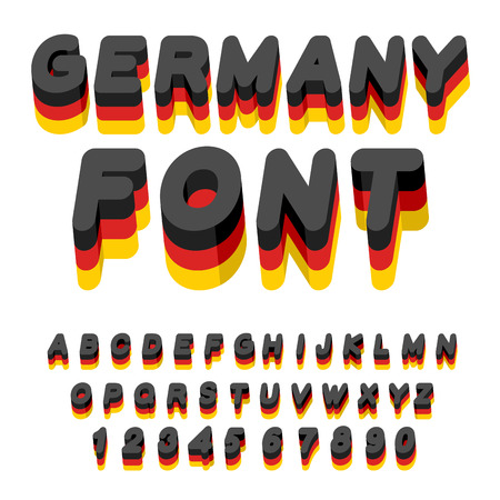 Germany font. German flag on letters. National Patriotic alphabet. 3d letter. State color symbolism European stateのイラスト素材