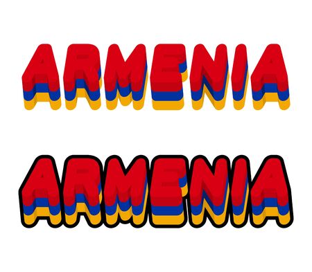 Armenia typography. Text of Armenian flag. Emblem of  European countries on white background. letters tricolorのイラスト素材
