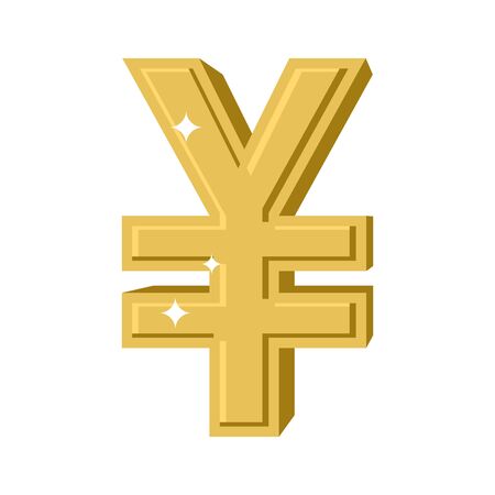 Golden Chinese Yen. Symbol of money in China. cash sign in China from yellow precious metal. Financial illustrationのイラスト素材