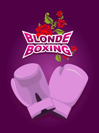 blonde boxing. logo for comic female boxing. Pink boxing glovesのイラスト素材