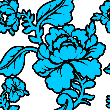 Blue Rose seamless pattern. Retro floral texture. Vintage Flora ornamentのイラスト素材