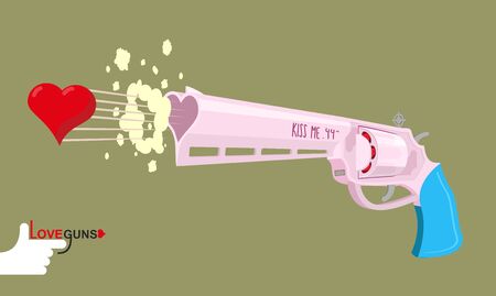 Arms of love. Magnum love. Colt Gun shoots hearts. Valentines dayのイラスト素材