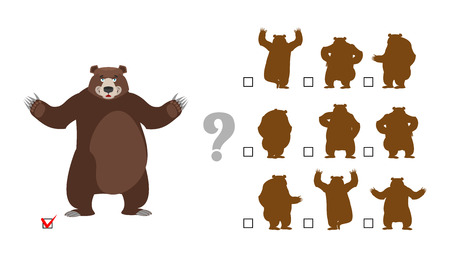 Find correct shadow. Childrens test. Big good bear. Kids educational rebus gameのイラスト素材