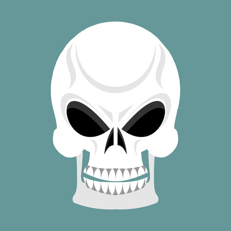 Skull with grin. skeleton head isolated. cranium in green backgroundのイラスト素材