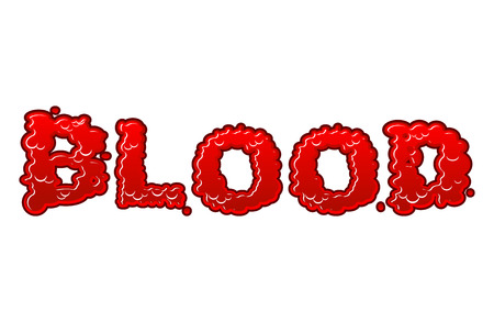 Blood lettring. Red liquid letter. fluid typography. Bloody Font word of scarletのイラスト素材