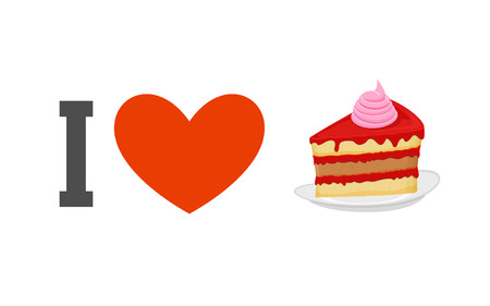I love cake. Heart and piece of cake.
