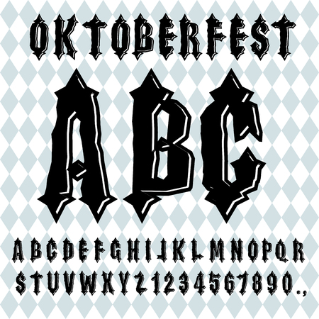Oktoberfest font. Ancient Gothic alphabet. Vintage typography. Old letters. ABC for national holiday in Germanyのイラスト素材