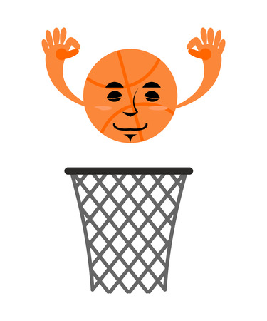 Basketball and ring. Game accessories. Hit in net. Emotions ballのイラスト素材