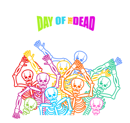 Day of the Dead Multicolored skeleton. color Skull. Dead background for national holiday in Mexico. Mexican terrible feastのイラスト素材
