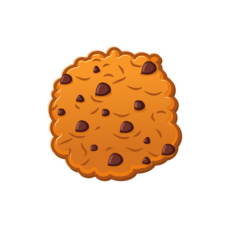 Cookies with chocolate Drops. Oatmeal Biscuits on white background. Sweet Cracker isolatedのイラスト素材