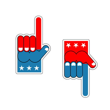 Foam Finger USA patriot. American sports symbol. Expression of emotions. Pattern of flag of Americaのイラスト素材
