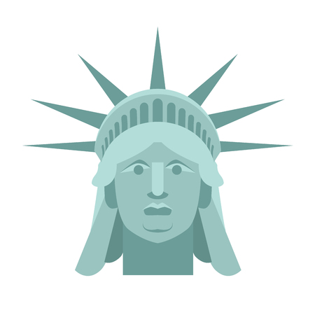 Head of Statue of Liberty. Face sculpture America. Monument in US architecture. National Historic Landmark in United States.のイラスト素材