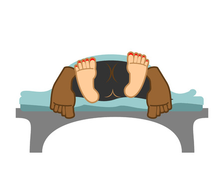 Man and woman in bed. Sex scenes. Love under blanketのイラスト素材