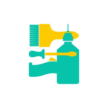 Repair . Repairs Tool emblem. Instrument sign. Industrial locksmith Toolsのイラスト素材