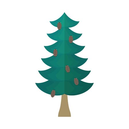 Fir with cones isolated. fir-tree on white background. Christmas tree for holidayのイラスト素材