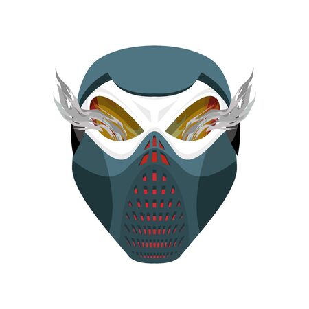Skull protective mask. Hell defender. Terrible headache. skeleton head paintball helmetのイラスト素材