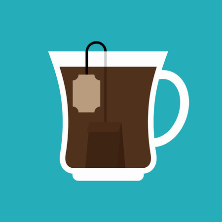  brewed tea bag in cup. char Party timeのイラスト素材