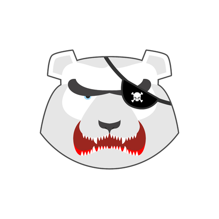 Angry bear in green beret. Aggressive Grizzly head. Wild animal muzzle isolated. Forest predatorのイラスト素材