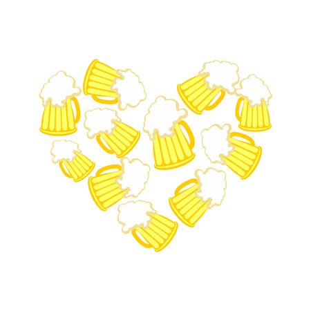 Beer heart. I love alcohol. I like to drink mugsのイラスト素材