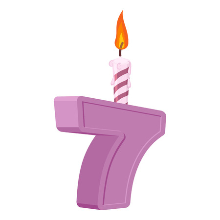 7 years birthday. Number with festive candle for holiday cake. seven Anniversaryのイラスト素材